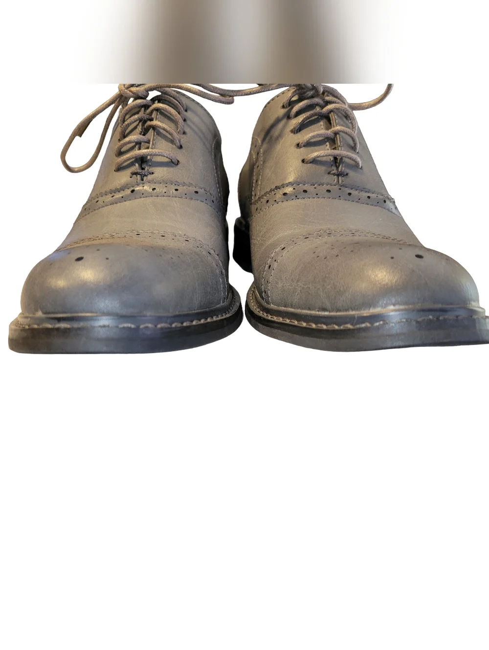 Perry Ellis Portfolio Bryant Gray Vegan Leather Wingtip Oxfords - Men’s 7.5
